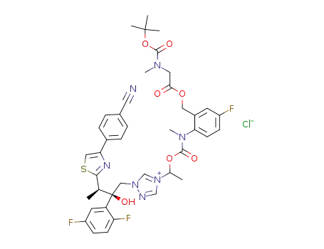 4-[1-({2-[(tert-butoxycarbonyl-methyl-amino)-acetoxymethyl]-4-fluoro-phenyl}-methyl-carbamoyloxy)-ethyl]-1-[3-[4-(4-cyano-phenyl)-thiazol-2-yl]-2-(2,5-difluoro-phenyl)-2-hydroxy-butyl]-1H-[1,2,4]triazol-4-ium; chloride