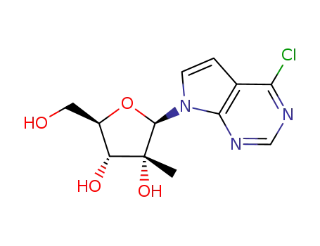 Molecular Structure of 443642-33-9 (4-Chloro-7-(2-C-methyl-beta-D-ribofuranosyl)-7H-Pyrrolo[2,3-d]pyrimidine)