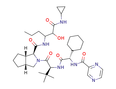 (1S,3aR,6aS)-2-((S)-2-{(S)-2-Cyclohexyl-2-[(pyrazine-2-carbonyl)-amino]-acetylamino}-3,3-dimethyl-butyryl)-octahydro-cyclopenta[c]pyrrole-1-carboxylic acid [1-(cyclopropylcarbamoyl-hydroxy-methyl)-butyl]-amide