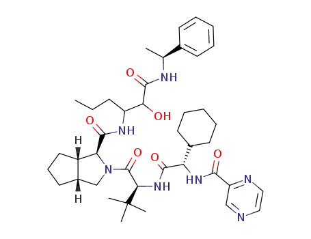(1S,3aR,6aS)-2-((S)-2-{(S)-2-Cyclohexyl-2-[(pyrazine-2-carbonyl)-amino]-acetylamino}-3,3-dimethyl-butyryl)-octahydro-cyclopenta[c]pyrrole-1-carboxylic acid {1-[hydroxy-((S)-1-phenyl-ethylcarbamoyl)-methyl]-butyl}-amide