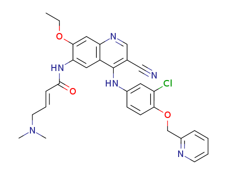 698387-09-6,Neratinib,(E)-N-[4-[3-Chloro-4-[(2-pyridinyl)methoxy]anilino]-3-cyano-7-ethoxy-6-quinolinyl]-4-(dimethylamino)-2-butenamide;(E)-N-[4-[[3-Chloro-4-((pyridin-2-yl)methoxy)phenyl]amino]-3-cyano-7-ethoxyquinolin-6-yl]-4-(dimethylamino)-2-butenamide;HKI 272;HKI-272(Neratinib);