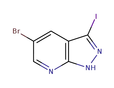 Molecular Structure of 875781-18-3 (5-bromo-3-iodo-1H-pyrazolo[3,4-b]pyridine)