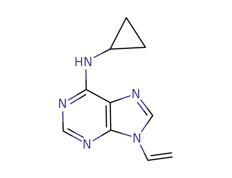 Molecular Structure of 926922-17-0 (9H-Purin-6-amine, N-cyclopropyl-9-ethenyl-)
