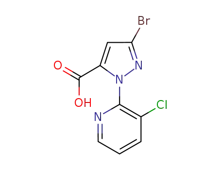Molecular Structure of 500011-86-9 (3-BroMo-1-(3-chloropyridin-2-yl)-1H-pyrazole-5-carboxylic acid)