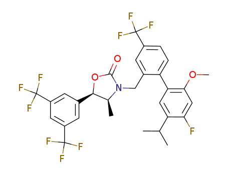 875446-37-0,Anacetrapib,(4S,5R)-5-[3,5-Bis(trifluoromethyl)phenyl]-3-[[4'-fluoro-5'-isopropyl-2'-methoxy-4-(trifluoromethyl)biphenyl-2-yl]methyl]-4-methyl-1,3-oxazolidin-2-one