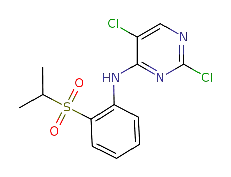 Molecular Structure of 761440-16-8 (2,5-dichloro-N-(2-(isopropylsulfonyl)phenyl)pyrimidin-4-amine)