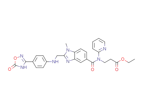 Ethyl 3-(1-methyl-2-(((4-(5-oxo-4,5-dihydro-1,2,4-oxadiazol-3-yl)phenyl)amino)methyl)-N-(pyridin-2-yl)-1H-benzo[d]imidazole-5-carboxamido)propanoate 872728-84-2