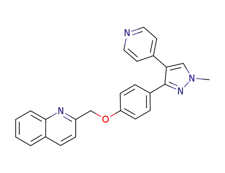 Molecular Structure of 898562-94-2 (Quinoline, 2-[[4-[1-methyl-4-(4-pyridinyl)-1H-pyrazol-3-yl]phenoxy]methyl]-)