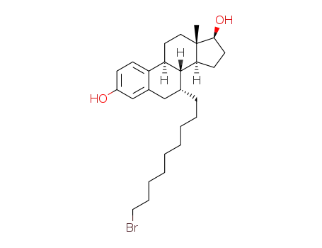Molecular Structure of 875573-67-4 ((7a,17b)-7-(9-Bromononyl)estra-1,3,5(10)-triene-3,17-diol)