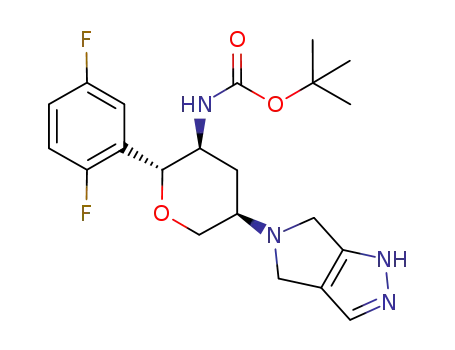 tert-butyl ((2R,3S,5R)-2-(2,5-difluorophenyl)-5-(pyrrolo[3,4-c]-pyrazol-5(1H,4H,6H)-yl)tetrahydro-2H-pyran-3-yl)carbamate