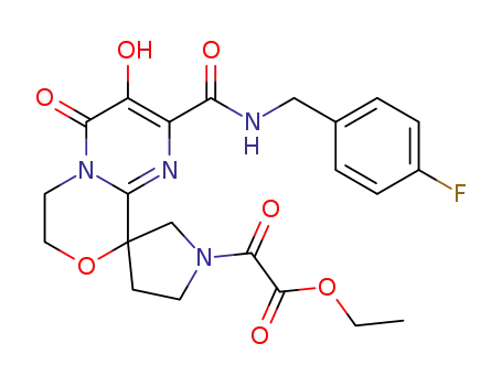 Ethyl 2-(2-(4-fluorobenzylcarbamoyl)-3-hydroxy-4-oxo-6,7-dihydro-4H-spiro[pyrimido[2,1-c][1,4]oxazine-9,3'-pyrrolidine]-1'-yl)-2-oxoacetate