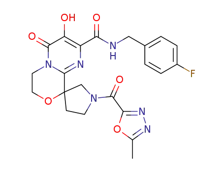 N-(4-Fluorobenzyl)-3-hydroxy-1'-(5-methyl-1,3,4-oxadiazole-2-carbonyl)-4-oxo-6,7-dihydro-4H-spiro[pyrimido[2,1-c][1,4]oxazine-9,3'-pyrrolidine]-2-carboxamide