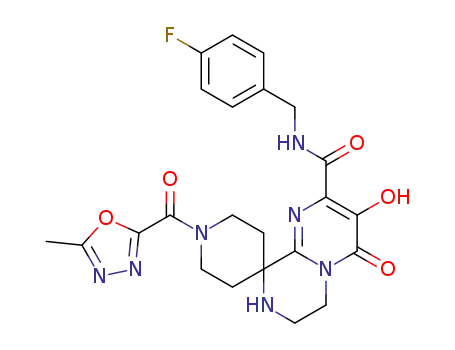 N-(4-Fluorobenzyl)-3'-hydroxy-1-(5-methyl-1,3,4-oxadiazole-2-carbonyl)-4'-oxo-4',6',7',8'-tetrahydrospiro[piperidine-4,9'-pyrazino[1,2-a]pyrimidine]-2'-carboxamide