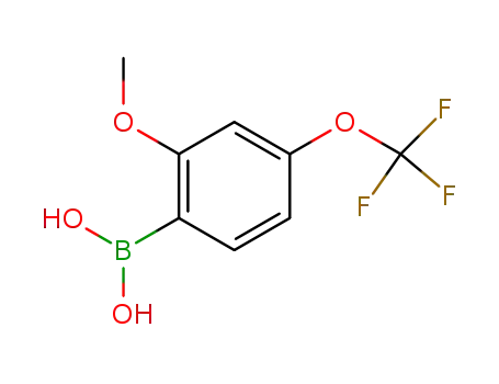 Molecular Structure of 355836-10-1 (2-METHOXY-4-(TRIFLUOROMETHOXY)-PHENYLBORONIC ACID)