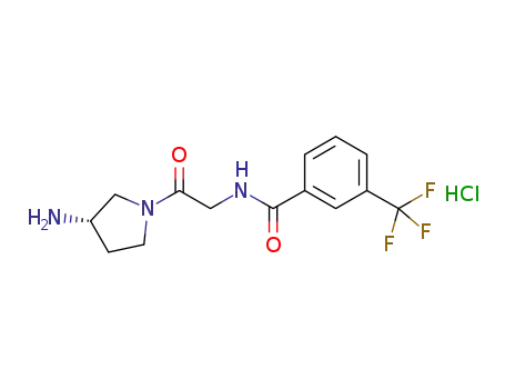 Molecular Structure of 857651-01-5 (Benzamide, N-[2-[(3S)-3-amino-1-pyrrolidinyl]-2-oxoethyl]-3-(trifluoromethyl)-, hydrochloride (1:1))
