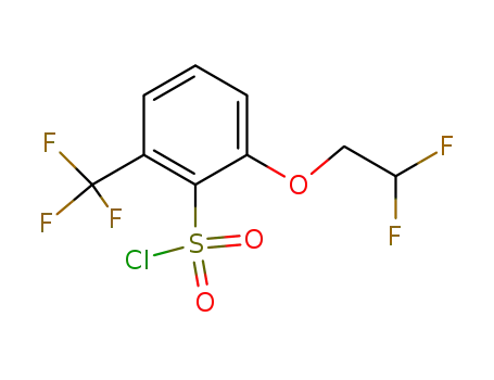 Molecular Structure of 865352-01-8 (2-(2,2-difluoroethoxy)-6-(trifluoroMethyl)benzene-1-sulfonyl chloride)