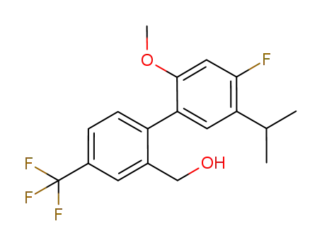 Molecular Structure of 875548-97-3 (4'-Fluoro-2'-methoxy-5'-isopropyl-4-trifluoromethyl-1,1'-biphenyl-2-methanol)