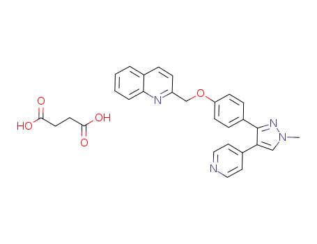 Molecular Structure of 1037309-45-7 (Quinoline, 2-[[4-[1-Methyl-4-(4-pyridinyl)-1H-pyrazol-3-yl]phenoxy]Methyl]- ,succinate salt)