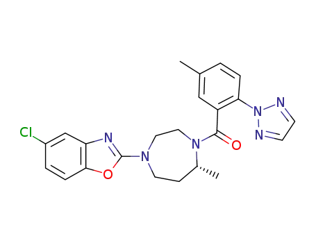 Molecular Structure of 1030377-33-3 (5-Chloro-2-[(5R)-5-methyl-4-[5-methyl-2-(2H-1,2,3-triazol-2-yl)benzoyl]-1,4-diazepan-1-yl]-1,3-benzoxazole)