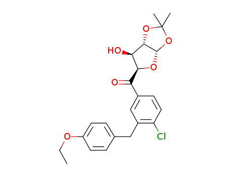 Molecular Structure of 1103738-30-2 (D-xylo-Pentodialdo-5,2-furanose, 1-C-[4-chloro-3-[(4-ethoxyphenyl)Methyl]phenyl]-4,5-O-(1-Methylethylidene)-,(5S)-)