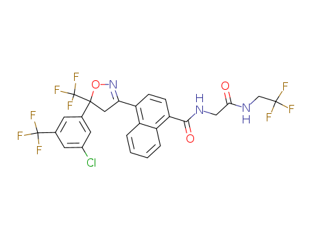 1093861-60-9,AFOXOLANER,4-[5-[3-Chloro-5-(trifluoromethyl)phenyl]-4,5-dihydro-5-(trifluoromethyl)-3-isoxazolyl]-N-[2-oxo-2-[(2,2,2-trifluoroethyl)amino]ethyl]-1-naphthalenecarboxamide;Afoxolaner