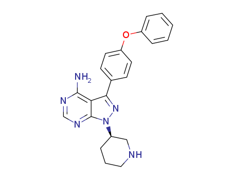 1022150-12-4,3-(4-Phenoxy-phenyl)-1-piperidin-3-yl-1H-pyrazolo[3,4-d]pyriMidin-4-ylaMine,3-(4-Phenoxy-phenyl)-1-piperidin-3-yl-1H-pyrazolo[3,4-d]pyriMidin-4-ylaMine;(R)-3-(4-phenoxyphenyl)-1-(piperidin-3-yl)-1H-pyrazolo[3,4-d]pyriMidin-4-aMine;3-(4-Phenoxy-phenyl)-1-(R)-piperidin-3-yl-1H-pyrazolo[3,4-d]pyriMidin-4-ylaMine;Btk inhibitor 1 (R enantioMer);ibrutinib N-1;3-(4-phenoxyphenyl)-1-(3-piperidyl)pyrazolo[3,4-d]pyriMidin-4-aMine;Ibrutinib intermeidate N-1;3-(4-Phenoxyphenyl)-1-(piperidin-3-yl)-1H-pyrazolo[3,4-d]pyrimidin-4-amine