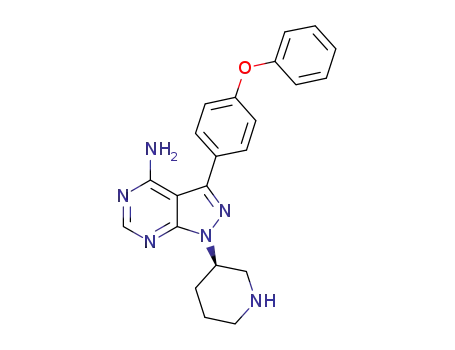Molecular Structure of 1022150-12-4 (3-(4-Phenoxy-phenyl)-1-piperidin-3-yl-1H-pyrazolo[3,4-d]pyriMidin-4-ylaMine)