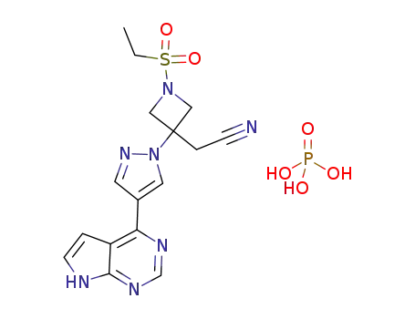 {1-(ethylsulfonyl)-3-[4-(7H-pyrrolo[2,3-d] pyrimidin-)-1H-pyrazol-1-yl] azetidin-3-yl}acetonitrile phosphate
