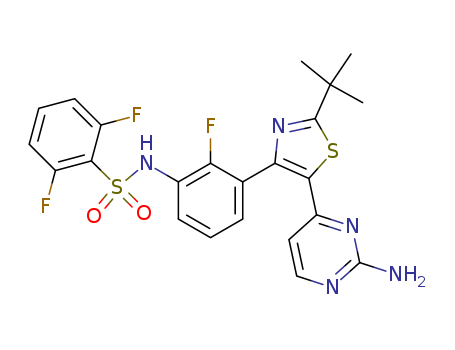 1195765-45-7,N-[3-[5-(2-Amino-4-pyrimidinyl)-2-(tert-butyl)-4-thiazolyl]-2-fluorophenyl]-2,6-difluorobenzenesulfonamide,N-[3-[5-(2-Amino-4-pyrimidinyl)-2-(tert-butyl)-4-thiazolyl]-2-fluorophenyl]-2,6-difluorobenzenesulfonamide;N-[3-[5-(2-Amino-4-pyrimidinyl)-2-(1,1-dimethylethyl)-4-thiazolyl]-2-fluorophenyl]-2,6-difluorobenzenesulfonamide;