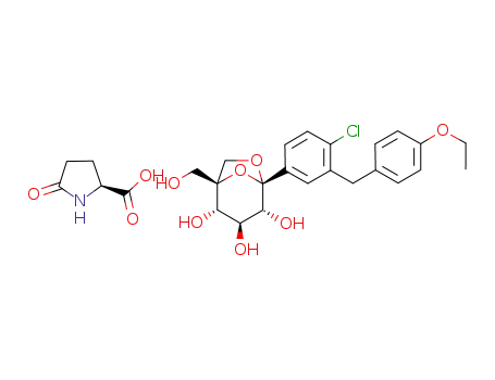 (1S,2S,3S,4R,5S)-5-(4-chloro-3-(4-ethoxybenzyl)phenyl)-1-(hydroxymethyl)-6,8-dioxabicyclo[3.2.1]octane-2,3,4-triol (1:1) compound with (S)-5-oxopyrrolidine-2-carboxylic acid
