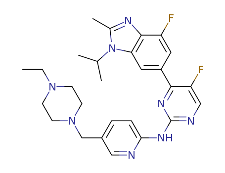 1231929-97-7,LY2835219,N-[5-[(4-ethylpiperazin-1-yl)methyl]pyridin-2-yl]-5-fluoro-4-(7-fluoro-2-methyl-3-propan-2-ylbenzimidazol-5-yl)pyrimidin-2-amine;2-Pyrimidinamine,N-[5-[(4-ethyl-1-piperazinyl)methyl]-2-pyridinyl]-5-fluoro-4-[4-fluoro-2-methyl-1-(1-methylethyl)-1H-benzimidazol-6-yl];LY2835219;[5-(4-ethyl-piperazin-1-ylmethyl)-pyridin-2-yl]-[5-fluoro-4-(7-fluoro-3-isopropyl-2-methyl-3H-benzoimidazol-5-yl)-pyrimidin-2-yl]-amine;Bemaciclib;CS-1230;