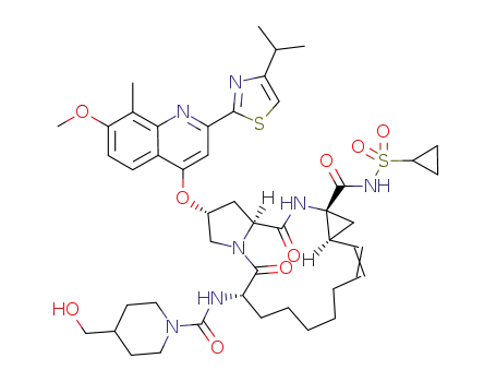 (2R,6S,13aS,14aR,16aS)-N-(cyclopropylsulfonyl)-6-({[4-(hydroxymethyl)-1-piperidinyl]carbonyl}amino)-2-{[8-methyl-2-[4-(1-methylethyl)-1,3-thiazol-2-yl]-7-(methyloxy)-4-quinolinyl]oxy}-5,16-dioxo-1,2,3,6,7,8,9,10,11,13a,14,15,16,16a-tetradecahydrocyclopropa[e]pyrrolo[1,2-a][1,4]diazacyclopentadecine-14a(5H)-carboxamide