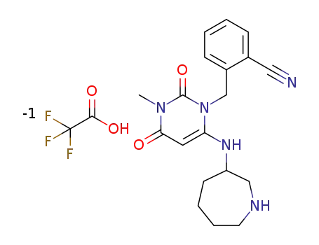 2-{6-[(+/-)-azepan-3-ylamino]-3-methyl-2,4-dioxo-3,4-dihydro-2H-pyrimidin-1-ylmethyl}benzonitrile trifluoroacetate