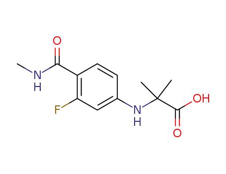 Molecular Structure of 1289942-66-0 (N-[3-Fluoro-4-[(methylamino)carbonyl]phenyl]-2-methylalanine)