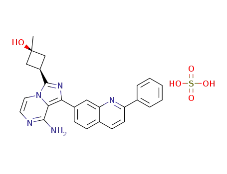 cis-8-amino-3-(3-hydroxy-3-methyl-cyclobutyl)-1-(2-phenyl-quinolin-7-yl)-imidazo[1,5-a]pyrazin-7-ium hydrogensulfate