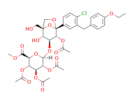 methyl (2S,3S,4S,5R,6R)-3,4,5-tris(acetyloxy)-6-{[(1S,2S,3S,4R,5S)-4-(acetyloxy)-5-[4-chloro-3-(4-ethoxybenzyl)phenyl]-2-hydroxy-1-(hydroxymethyl)-6,8-dioxabicyclo[3.2.1]oct-3-yl]oxy}tetrahydro-2H-pyran-2-carboxylate