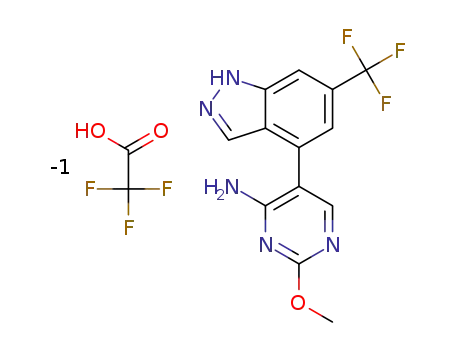 2-methoxy-5-(6-(trifluoromethyl)-1H-indazol-4-yl)pyrimidin-4-amine trifluoroacetate