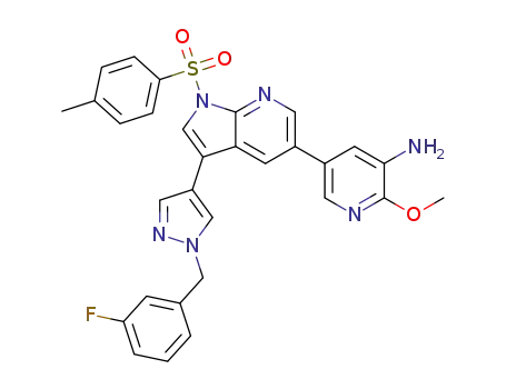 5-(3-(1-(3-fluorobenzyl)-1H-pyrazol-4-yl)-1-tosyl-1H-pyrrolo[2,3-b]pyridin-5-yl)-2-methoxypyridin-3-amine