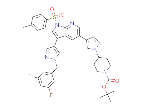 tert-butyl 4-(4-(3-(1-(3,5-difluorobenzyl)-1H-pyrazol-4-yl)-1-tosyl-1H-pyrrolo[2,3-b]pyridin-5-yl)-1H-pyrazol-1-yl)piperidine-1-carboxylate
