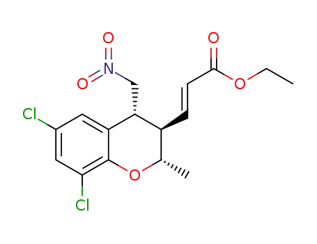 (-)-(E)-ethyl 3-((2S,3R,4R)-6,8-dichloro-2-methyl-4-(nitromethyl)chroman-3-yl)acrylate
