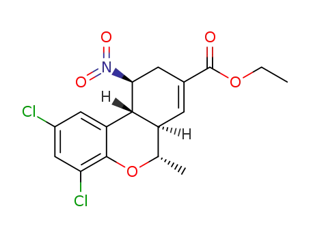 (-)-(6S,6aR,10S,10aR)-ethyl 2,4-dichloro-6-methyl-10-nitro-6a,9,10,10a-tetrahydro-6H-benzo[c]chromene-8-carboxylate