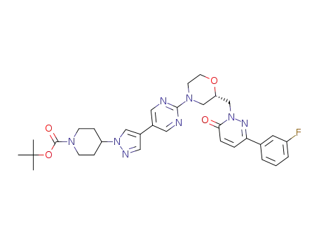 (S)-tert-butyl 4-(4-(2-(2-((3-(3-fluorophenyl)-6-oxopyridazin-1(6H)-yl)methyl)morpholino)pyrimidin-5-yl)-1H-pyrazol-1-yl)piperidine-1-carboxylate