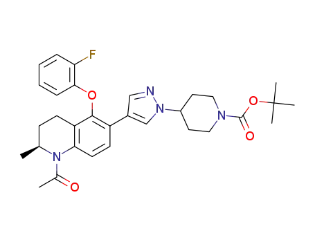 (S)-tert-butyl 4-(4-(1-acetyl-5-(2-fluorophenoxy)-2-methyl-1,2,3,4-tetrahydroquinolin-6-yl)-1H-pyrazol-1-yl)piperidine-1-carboxylate