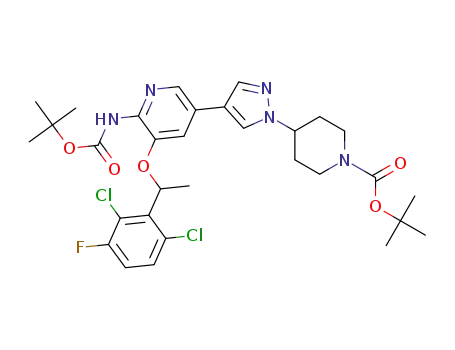 tert-butyl 4-(4-(6-((tert-butoxycarbonyl)amino)-5-(1-(2,6-dichloro-3-fluorophenyl)ethoxy)pyridin-3-yl)-1H-pyrazol-1-yl)piperidine-1-carboxylate