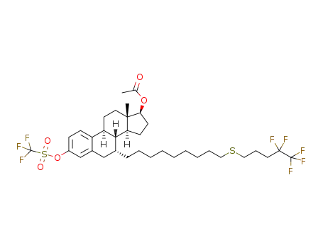(7R,8R,9S,13S,14S,17S)-13-methyl-7-(9 - ( (4 , 4 , 5, 5 , 5-pentafluoropentyl)thio)nonyl)-3-(((trifluoromethyl)sulfonyl)oxy)-7,8,9,11,12,13,14,15,16,17-decahydro-6H-cyclopenta[a]-phenanthren-17-yl acetate