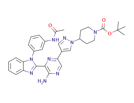 tert-butyl 4-(4-(6-(1-(3-acetamidophenyl)-1H-benzo[d]imidazol-2-yl)-5-aminopyrazin-2-yl)-1H-pyrazol-1-yl)piperidine-1-carboxylate