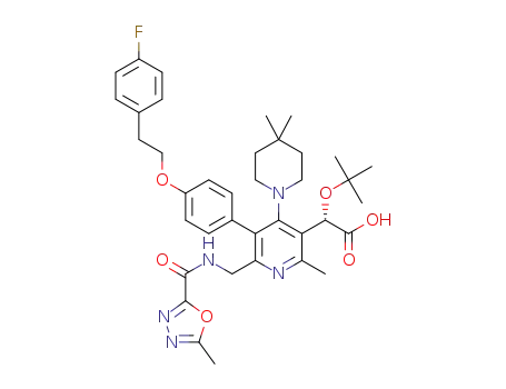 (S)-2-(tert-butoxy)-2-(4-(4,4-dimethylpiperidin-1-yl)-5-(4-(4-fluorophenethoxy)phenyl)-2-methyl-6-((5-methyl-1,3,4-oxadiazole-2-carboxamido)methyl)pyridin-3-yl)acetic acid