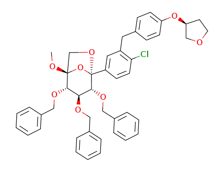 (1S,2S,3R,4R,5S)-2,3,4-tris(benzyloxy)-5-(4-chloro-3-(4-(((S)-THF-3-yl)oxy)benzyl)phenyl)-1-methoxy-6,8-dioxabicyclo[3.2.1]octane