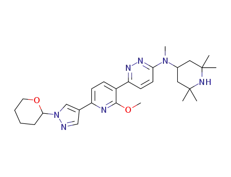 6-(2-methoxy-6-(1-(tetrahydro-2H-pyran-2-yl)-1H-pyrazol-4-yl)pyridin-3-yl)-N-methyl-N-(2,2,6,6-tetramethylpiperidin-4-yl)pyridazin-3-amine