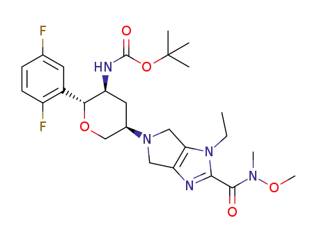 tert-butyl ((2R,3S,5R)-2-(2,5-difluorophenyl)-5-(1-ethyl-2-(methoxy(methyl)carbamoyl)pyrrolo[3,4-d]imidazol-5(1H,4H,6H)-yl)tetrahydro-2H-pyran-3-yl)carbamate